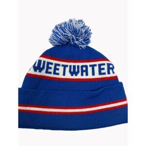 VTG Sweetwater Knit Winter Pom Beanie Hat Cap Red White Blue USA Cap America